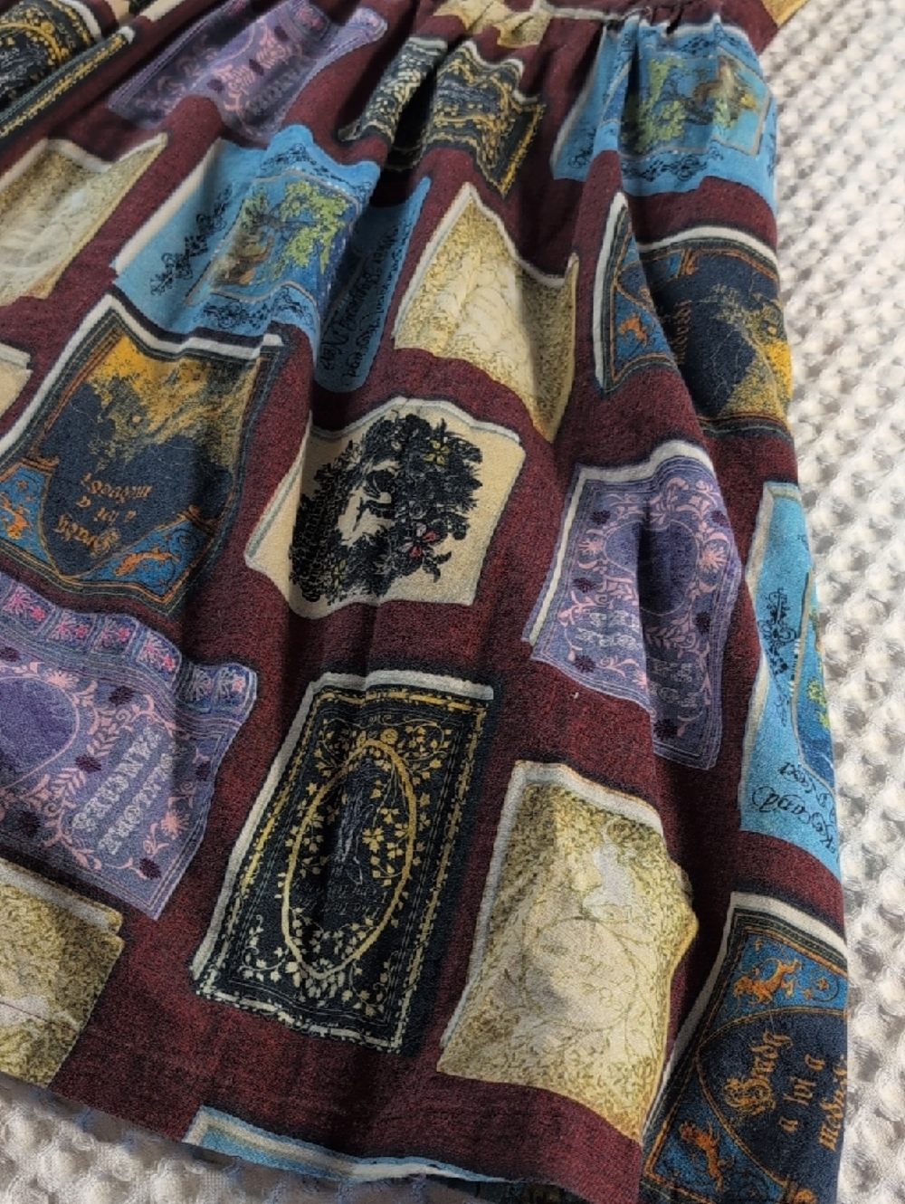 ModCloth Vintage 100% Cotton Burgundy Patchwork Print Dress - Picture 13 of 16
